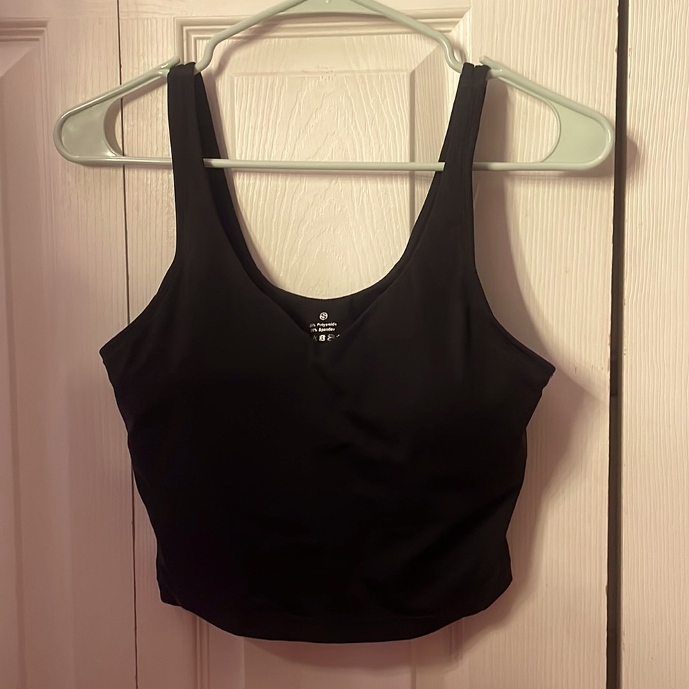Tank top, black, v neck, small, activewear, inside padding